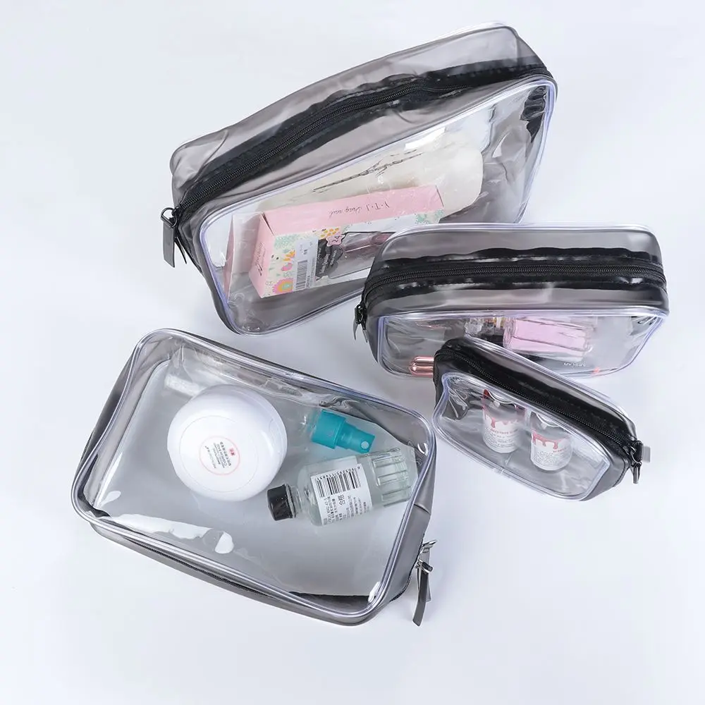Environmental Protection PVC Transparent Zipper Cosmetic Bag Women Travel Waterproof Wash Toiletry Bags Makeup Organizer Case