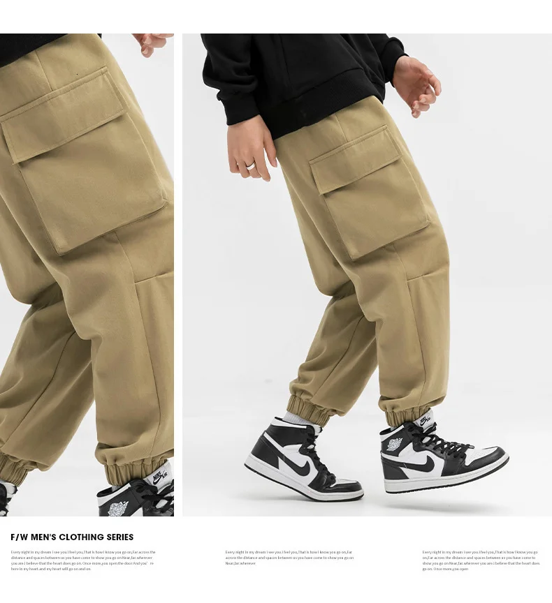 SYUHGFA 2022 Spring Large Pocket Men Cargo Pants Loose Jogger Pants Japanese Style Casual Male Trousers Hip Hop Streetwear cargo work pants