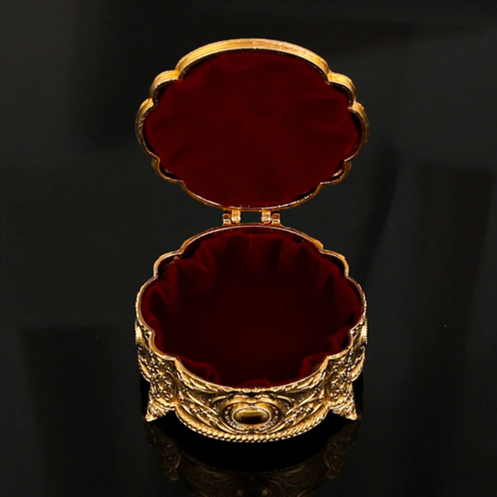 

Ring Trinket Case European Shell Carved Metal Jewelry Storage Box Home Decor Cases For