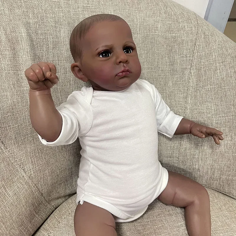 60cm Black Skin Reborn Dolls Cameron Touch Soft Silicone with Hand