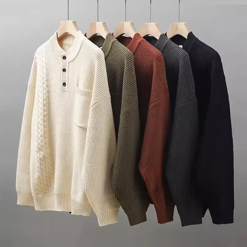 

Vintage Autumn Winter Men O-Neck Sweater Knitting Pullovers Rollneck Knitted Sweaters Warm Men Jumper Slim Fit Casual Hoodies