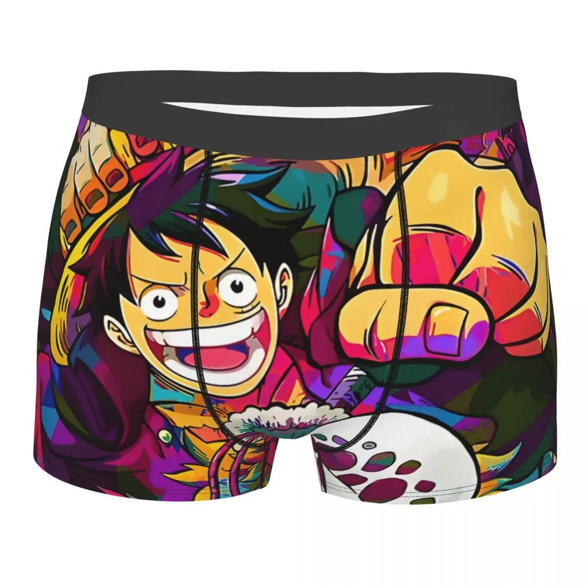 

Novelty Boxer Luffy Trafalgar Law Kid Shorts Panties One Piece Japanese Anime Briefs Men's Breathable Underpants for Male Size