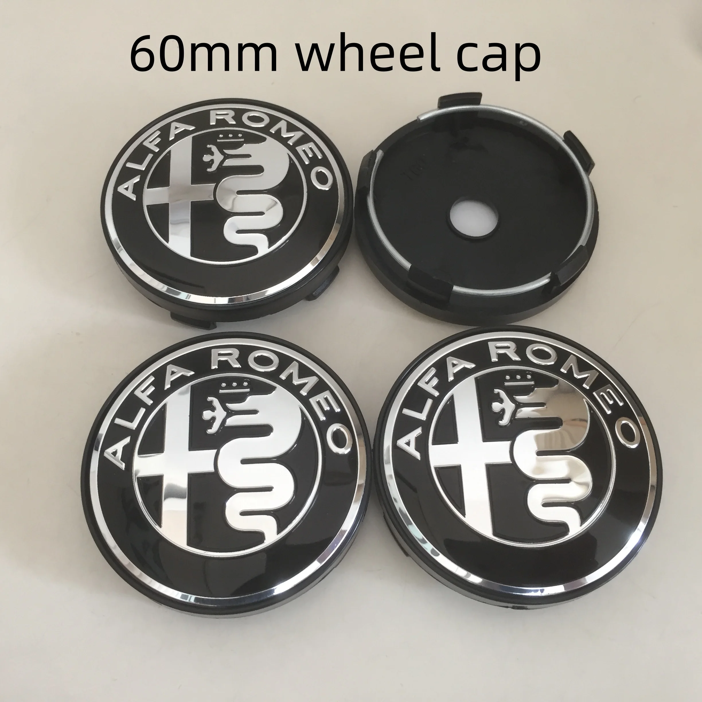 7pcs forAlfa Romeo Car emblem Wheel Cover caps front Hood badge rear Trunk Steering sticker Styling 2x74mm 4x60mm cap 1x40mm