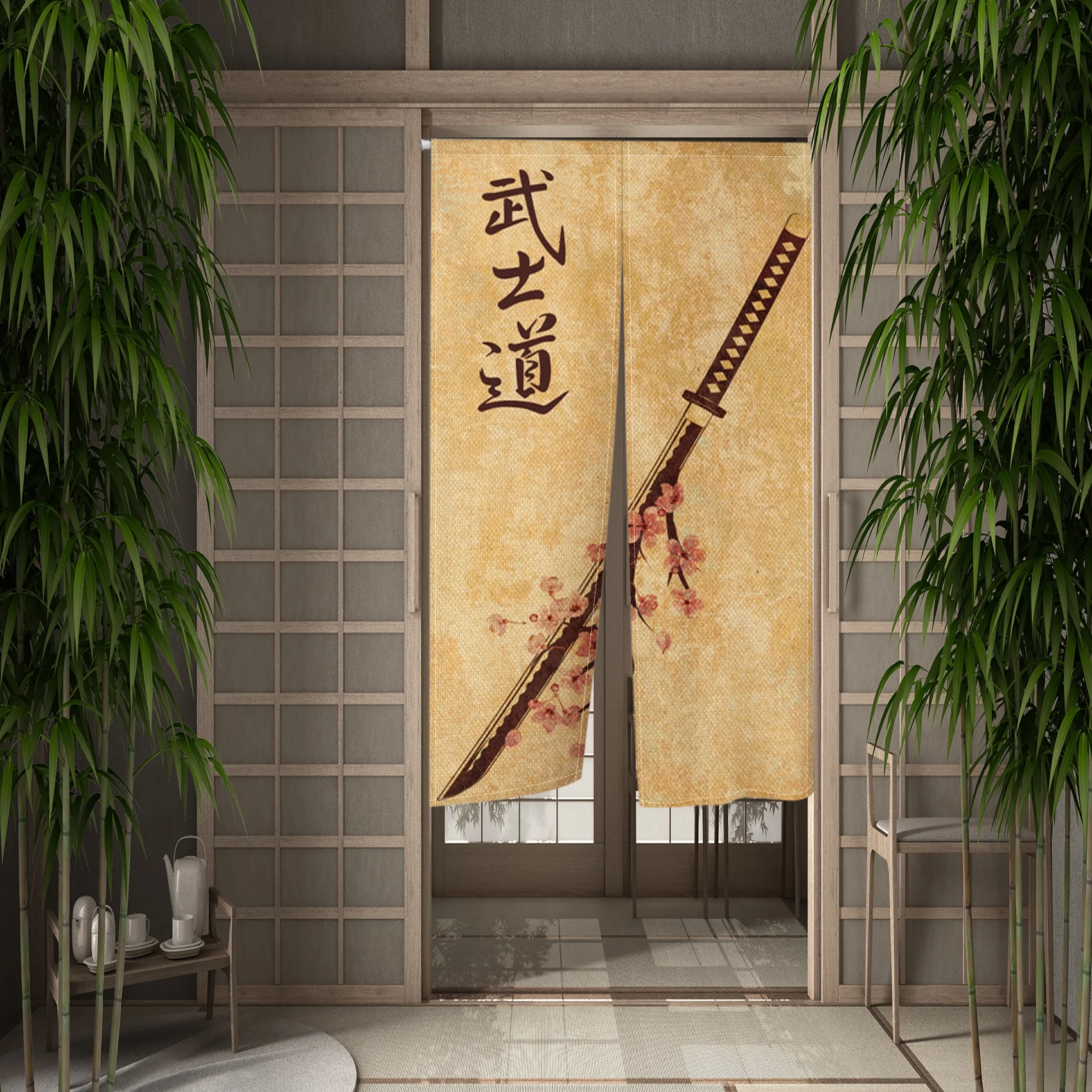 Japanese Bushido Spirit Door Curtain Sun Samurai Kitchen Bedroom Izakaya Doorway Door Curatin Partition Half Curtain Home Decor 2