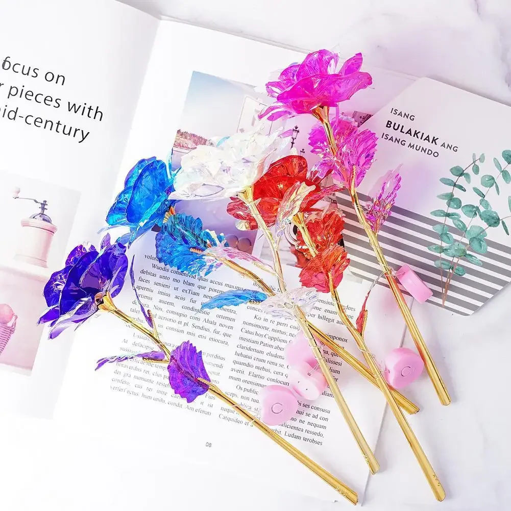 Valentine's Day Mother's Day Gift 24K Foil Plated Roses Wedding Decorations Artifical Flowers Lover Roses Creative Gift