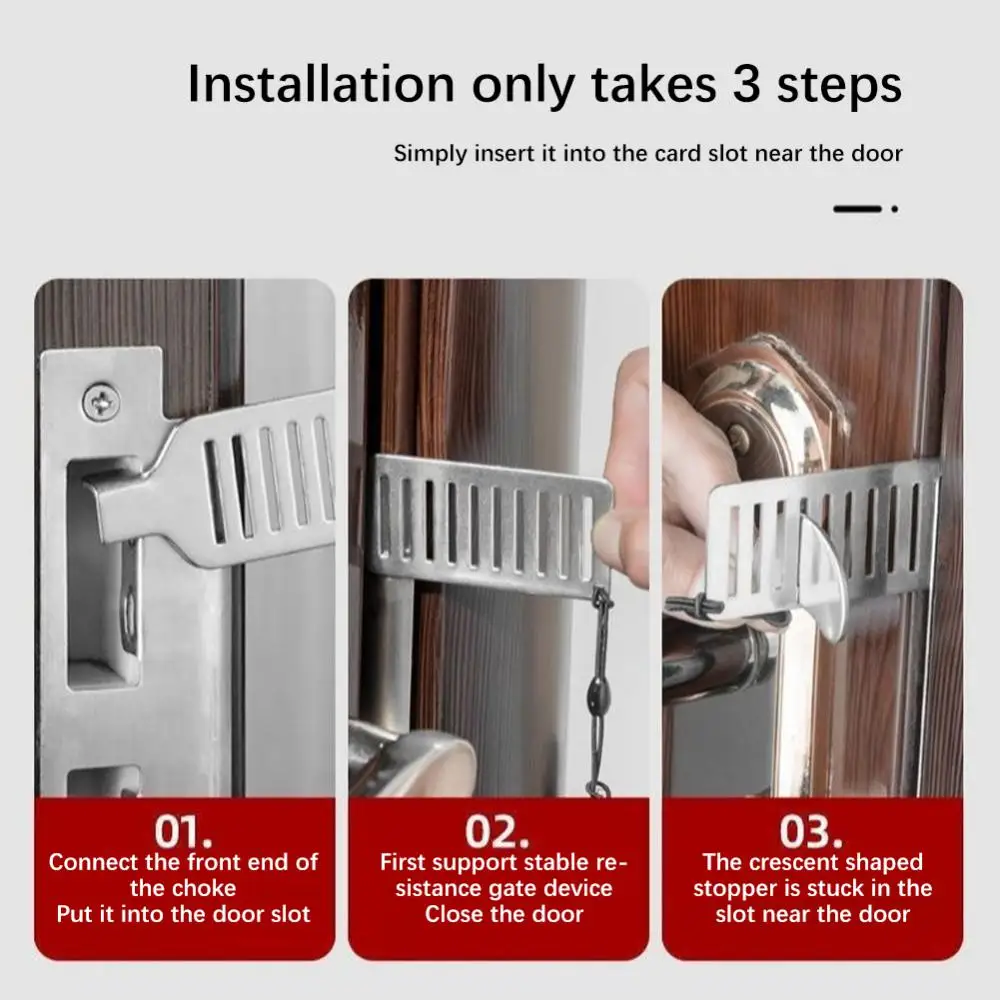 Portable Door Lock Punch-free Security Door Locker Safety Latches Metal Lock Home Room Hotel Travel Anti Theft Stopper Tool door latch door lock