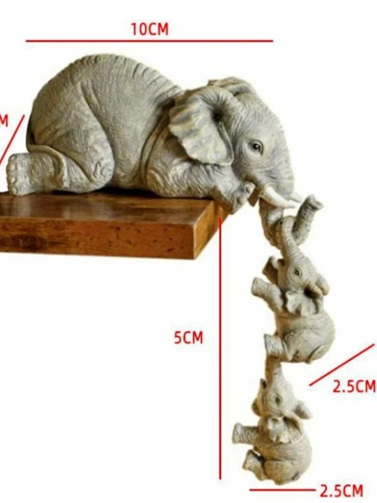 3Pcs/Set Cute Elephant Figurines Home Decor Creative Crafts Elephant Holding Baby Elephant Resin Home Furnishing Gift Decor