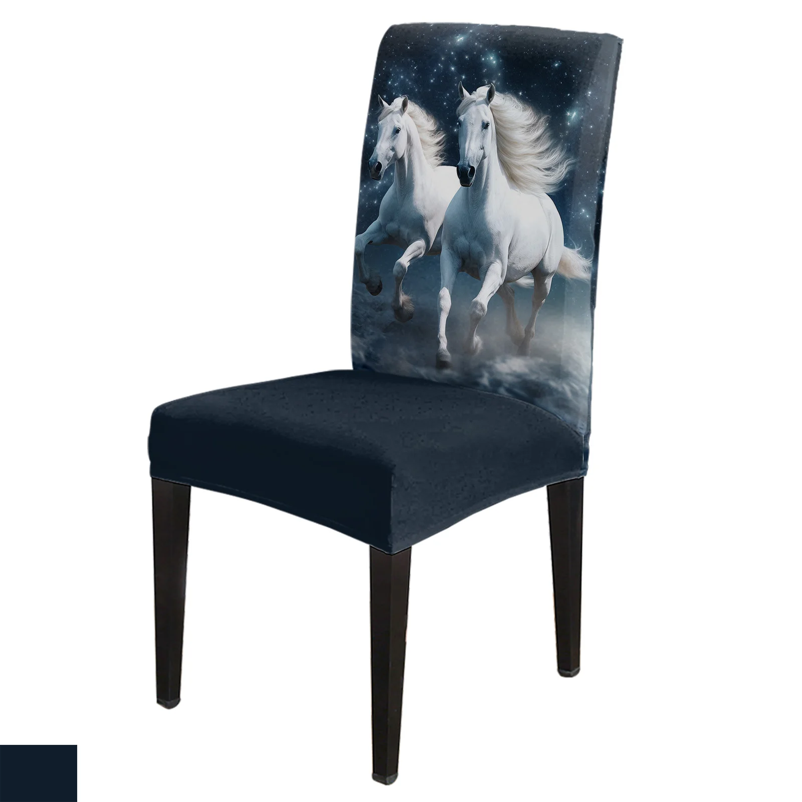 

Horse Starry Sky Clouds Chair Cover Set Kitchen Dining Stretch Spandex Seat Slipcover for Banquet Wedding Party