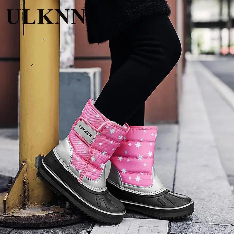 Girl's Rubber Boots Children's Waterproof Boot Kid's Sand-proof Cotton Shoes Water Boots Shoes For Toddlers Pink Boot Plush