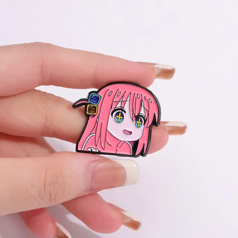 Cute Anime Bocchi the Rock Girl Pin – Cartoon Brooch Decoration for Clothes, Backpacks, and Cosplay Gifts