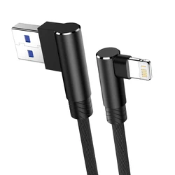 Enhanced High - Speed 90 - Degree USB Charging Cable for Apple Devices - Available in 1M, 2M, 3M Lengths (Black)