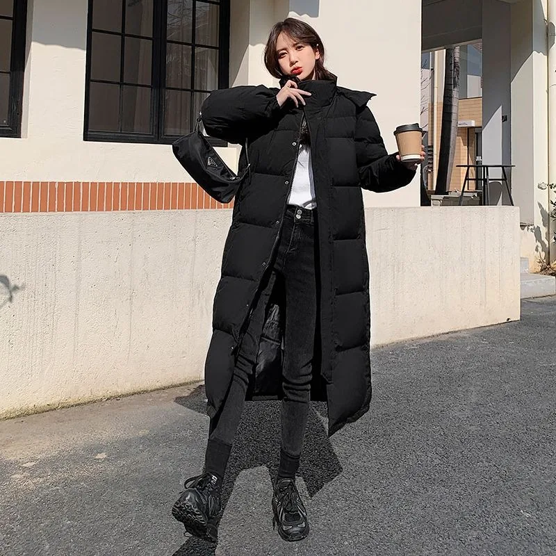 2023 New Women Down Jacket Winter Coat Female Warm Thick Parkas Loose Large Size Outwear Extended Version Hooded Overcoat XS 3XL
