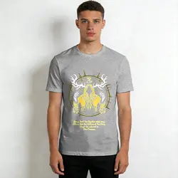 Vintage Hippie Print 100% Cotton Short Sleeve T - Shirt - S (GRAY)