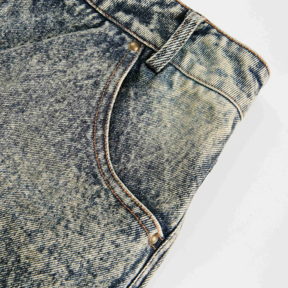 Camoufalge Patchwork Vintage Denim Shorts Men's Summer Loose Casual Blue Jeans Shorts Streetwear Harajuku Hip Hop