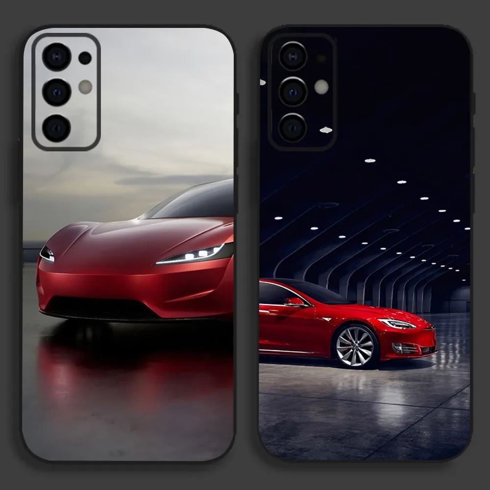 Sleek Black Soft Cover Electric Car Themed Phone Case