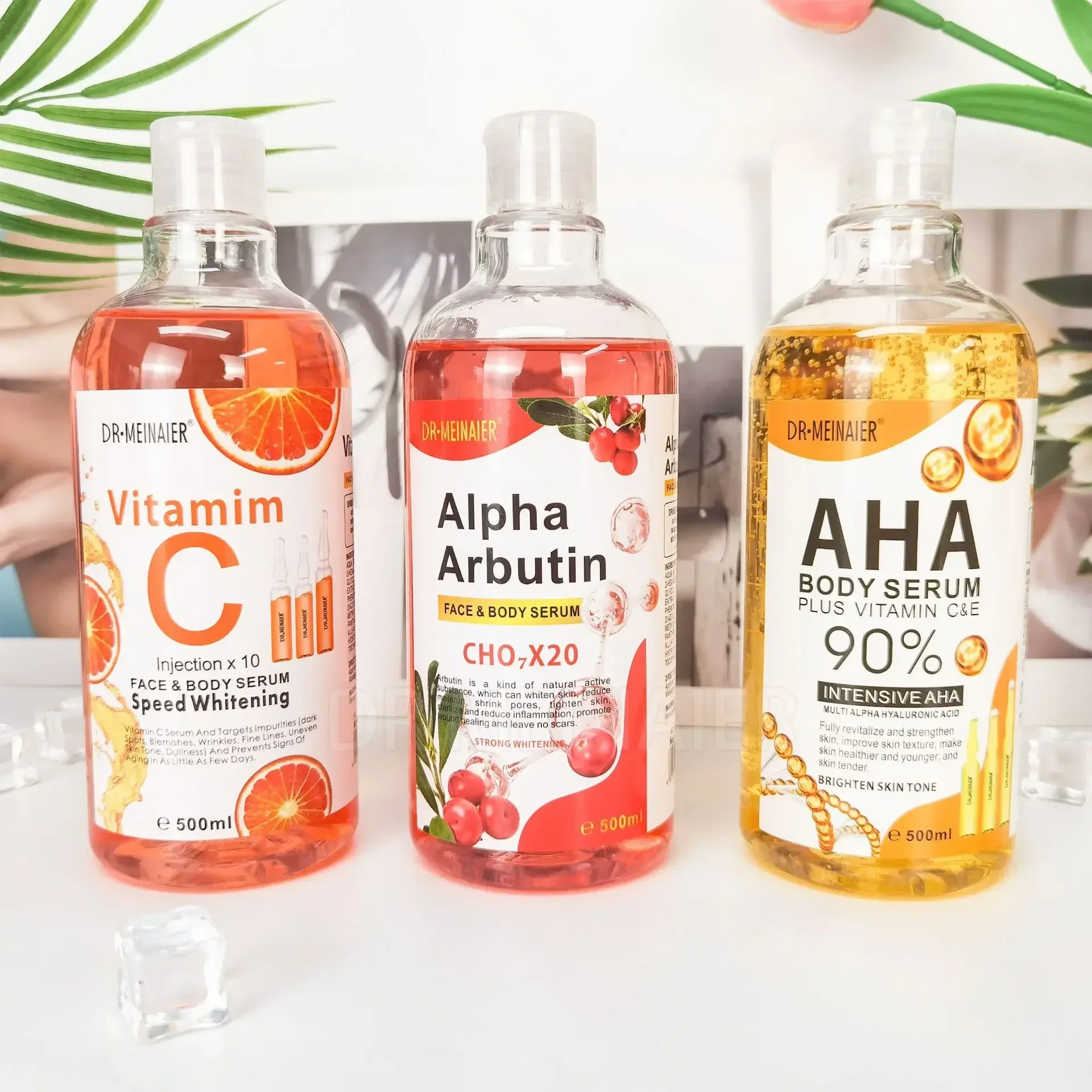 500ml Hyaluronic Acid, Nicotinamide Vitamin C AHA Face Serum Spots Eraser Corrector Whitening Moisturizing Lightening Body Serum 2