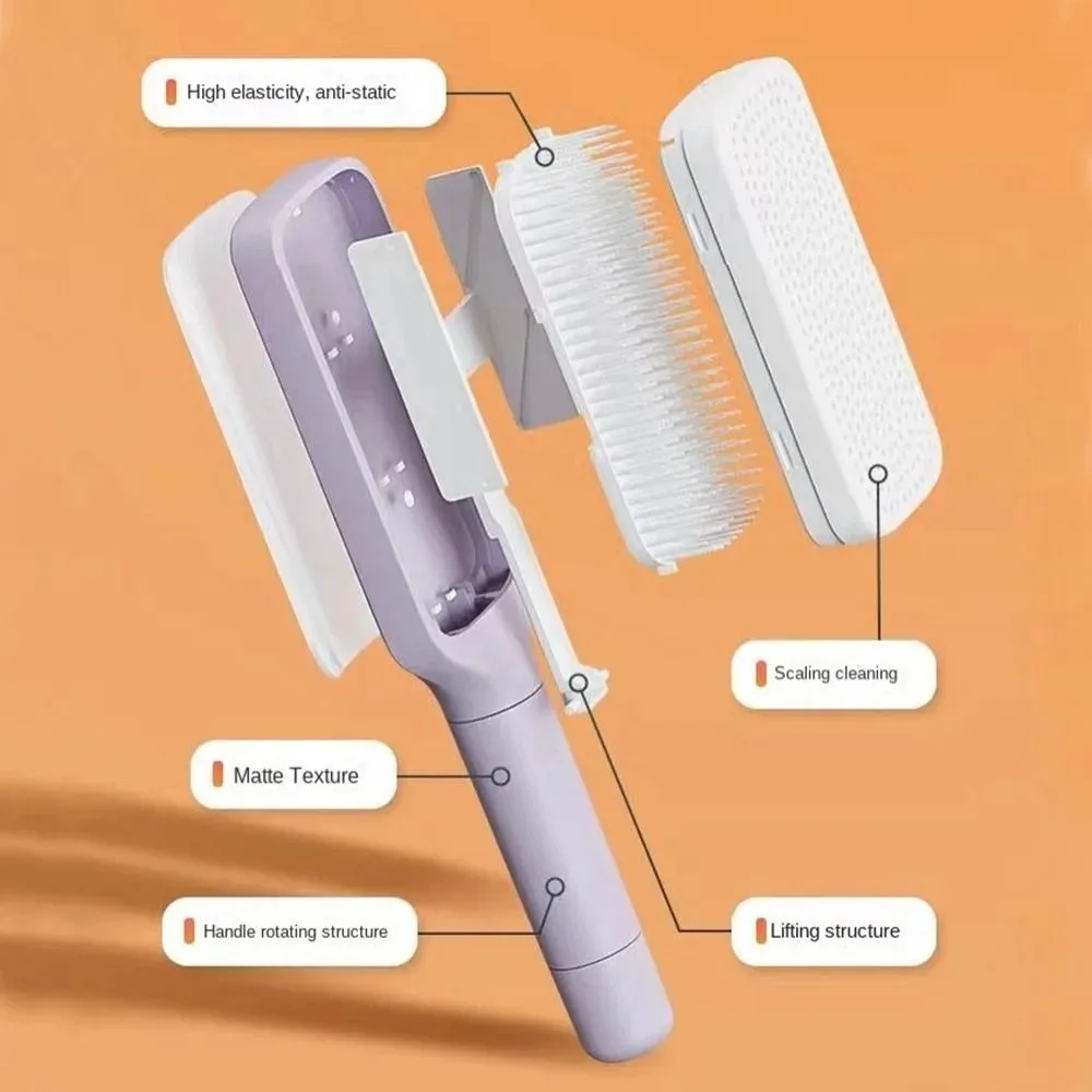 Massage Airbag Comb Straight Hair Comb Rotation Handles Cleaning Hair Loss Anti-Static Hairbrush Self Cleaning Comb for Women 5