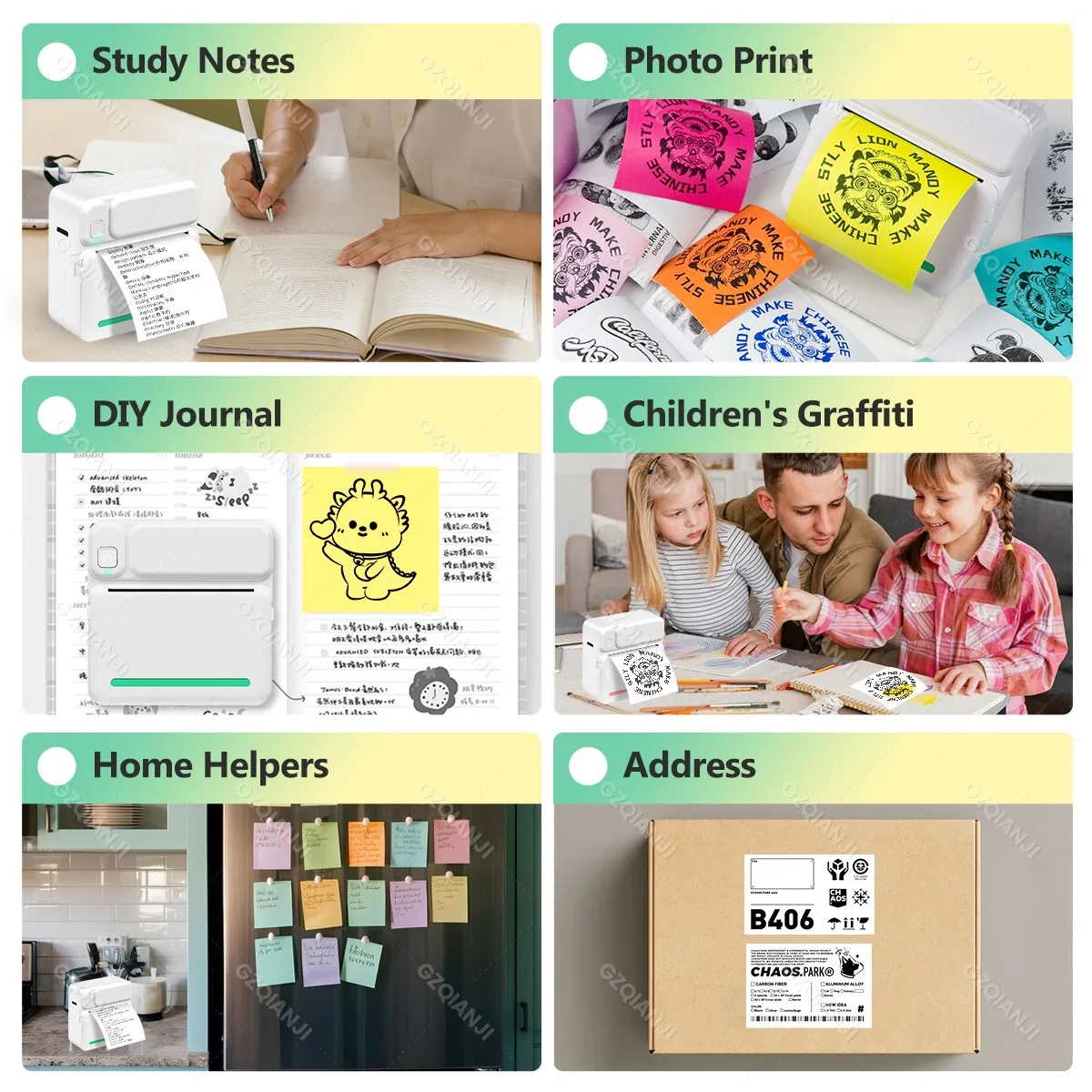 Mini portable thermal printer print photo pocket thermal sticker label printer 58mm wireless Bluetooth Android iOS printing