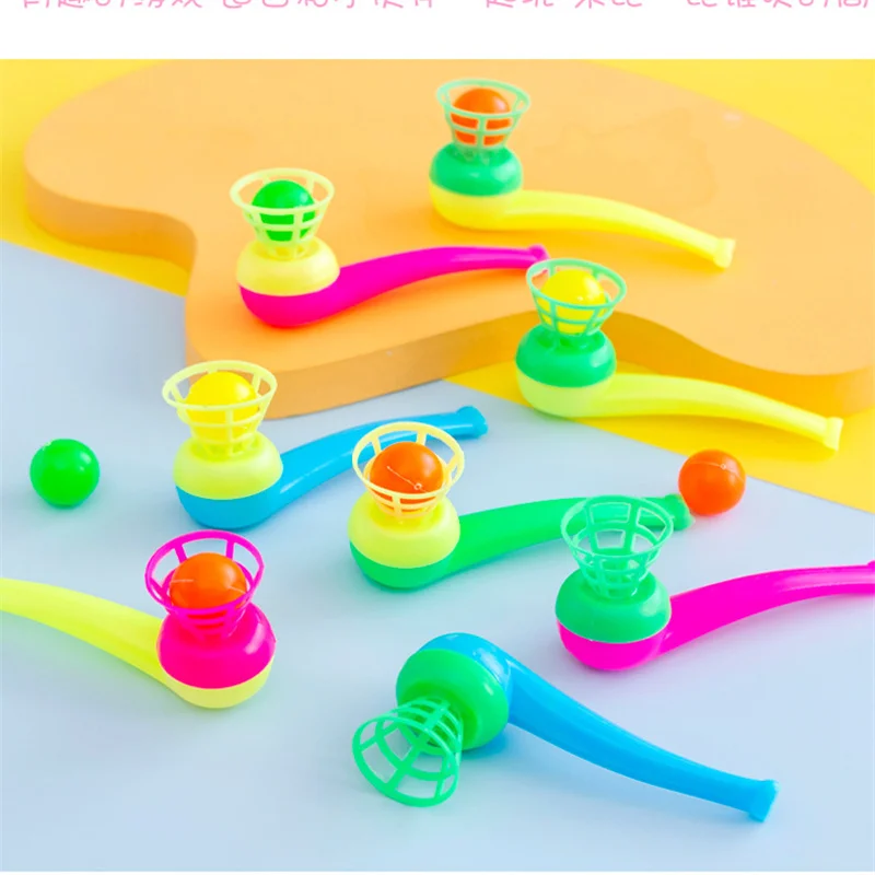 Blowpipe Blowing Game 10PCS Children's Outdoor Toy Hanging Blowpipe Blowing Game Sense Balance Training Floating Blowball Magic Parent-child Game Gift