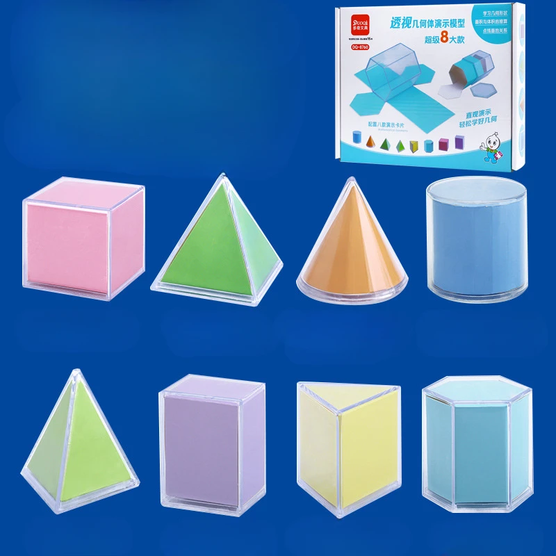 Transparent Geometric Shapes Blocks Montessori Toys Stacking Game Math Toys Educational Toy For Ages 2+ Kids Babies 8 Pieces