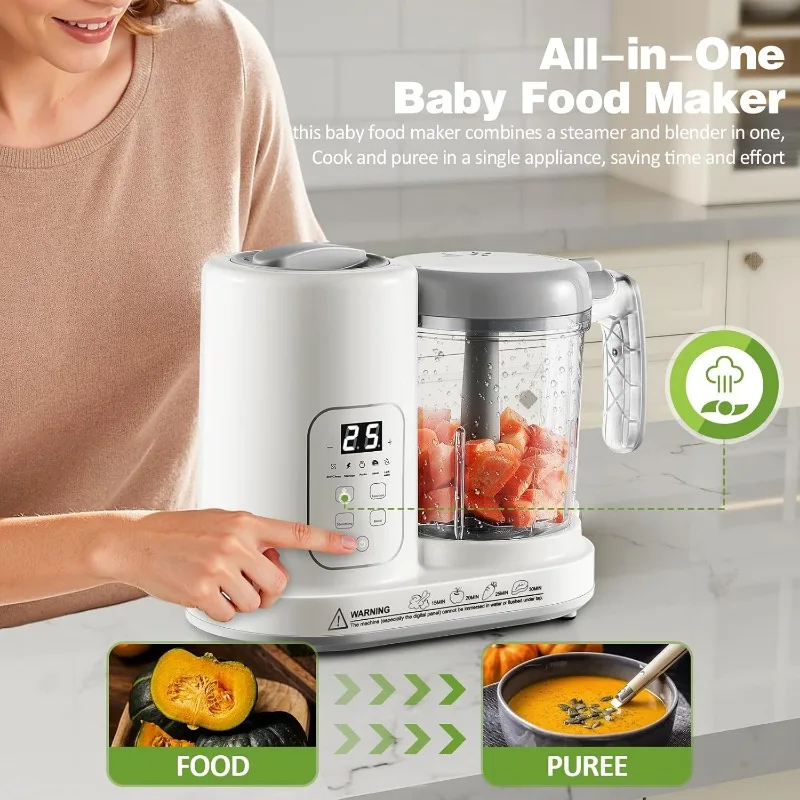 Baby Food Maker Steamer Blender 4 in 1 Auto Steam Blend and Puree Maker Self-Clean for Healthy Baby Toddler Meal Prep BPA-Free 3