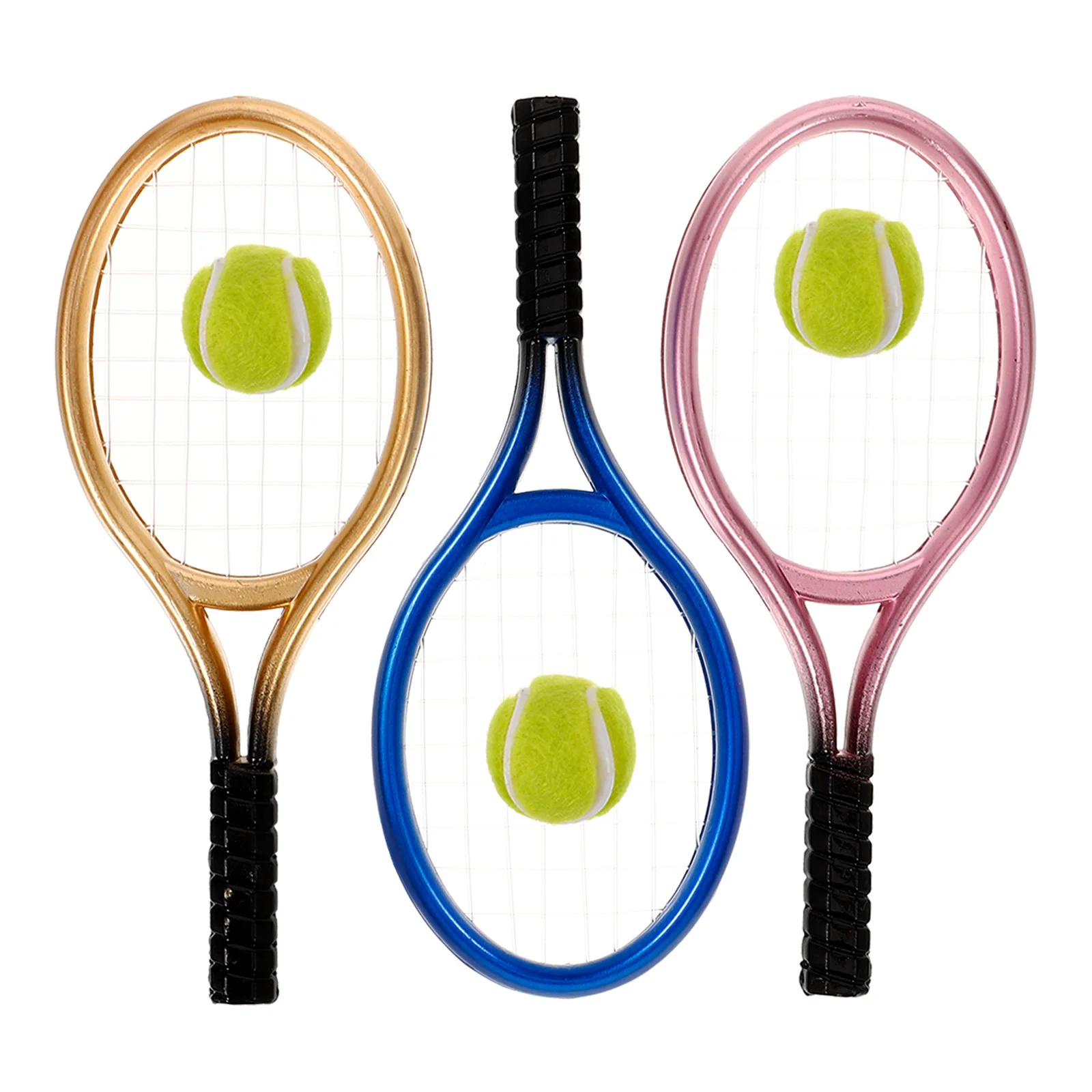 

3 Sets Miniature Tennis Racket Model Simulated Rackets House Tool Decor Cabochons