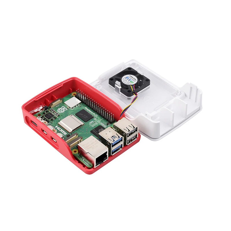 Officiële Raspberry Pi 5 Case Rood Wit Abs Shell Met Temperatuur Gecontroleerde Ventilator Ondersteuning Cluster Stapelen Voor Rpi 5 Pi5