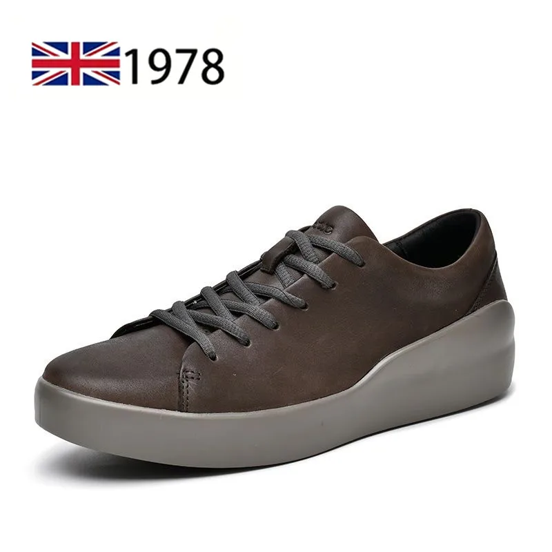 Men's Cowhide Board Shoes Casual Lace Up Comfort Business Shoes Wear-Resistant Sports Anti Slip Walking Men leather shoes anti slip shoes