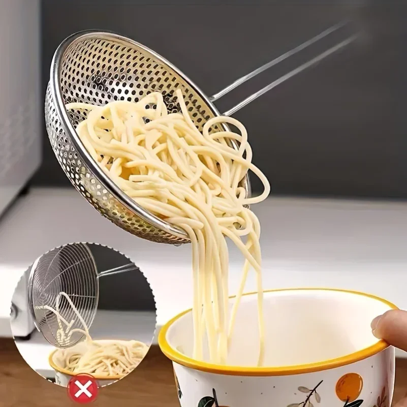 Stainless Steel Fine Mesh Skimmer Spoon for Noodles Spaghetti Colander 4