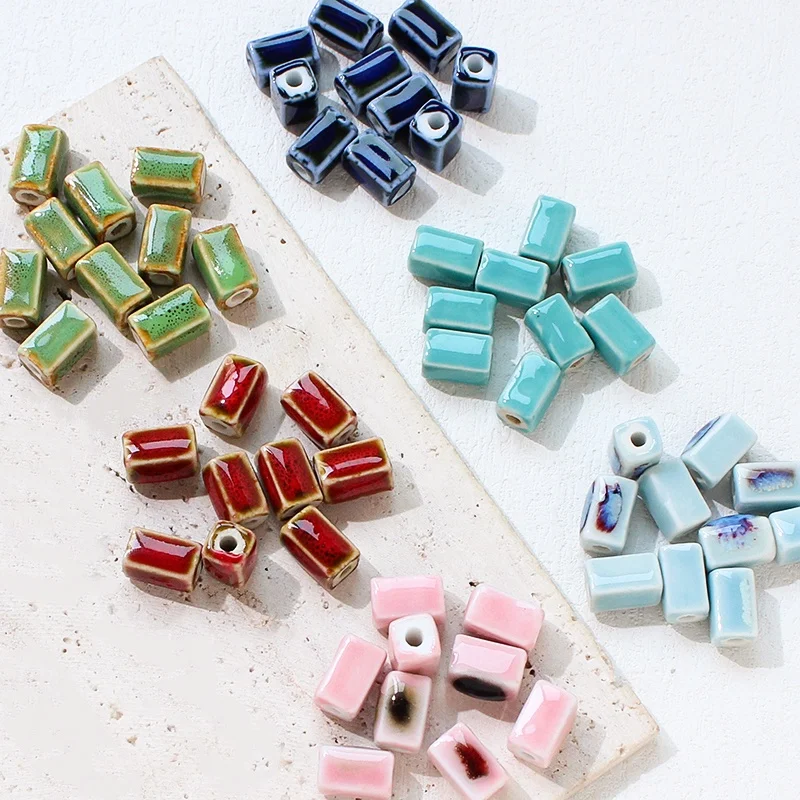 

2pcs vintage DIY ceramic square beads loose beads handmade jewelry bracelet necklace earrings beaded accessories material