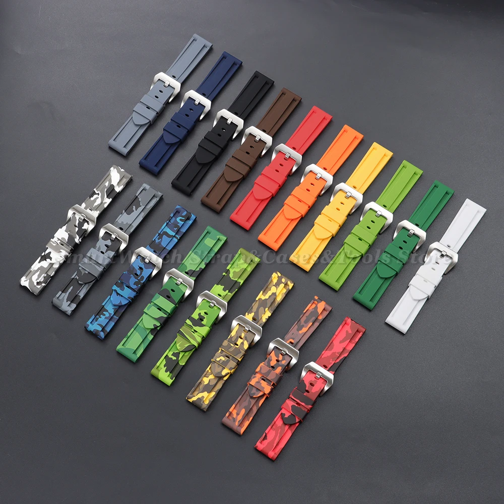 Stitching Sports Silicone Watchbands - Soft Comfortable Rubber Strap in Blue, Black, and Brown