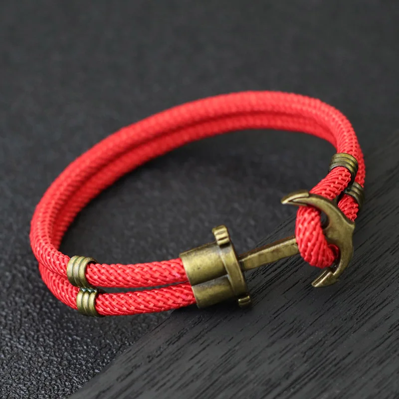 Bronze Punk Rope Bracelet for Men Outdoor Survival