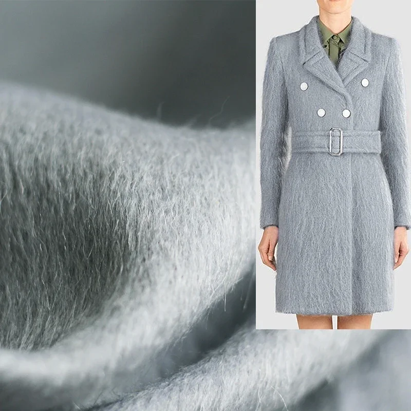 

Шерстяная ткань Redraspberry, голубого и серого цвета, альпака, зимнее женское пальто, ткань для шитья «сделай сам», бесплатная доставка