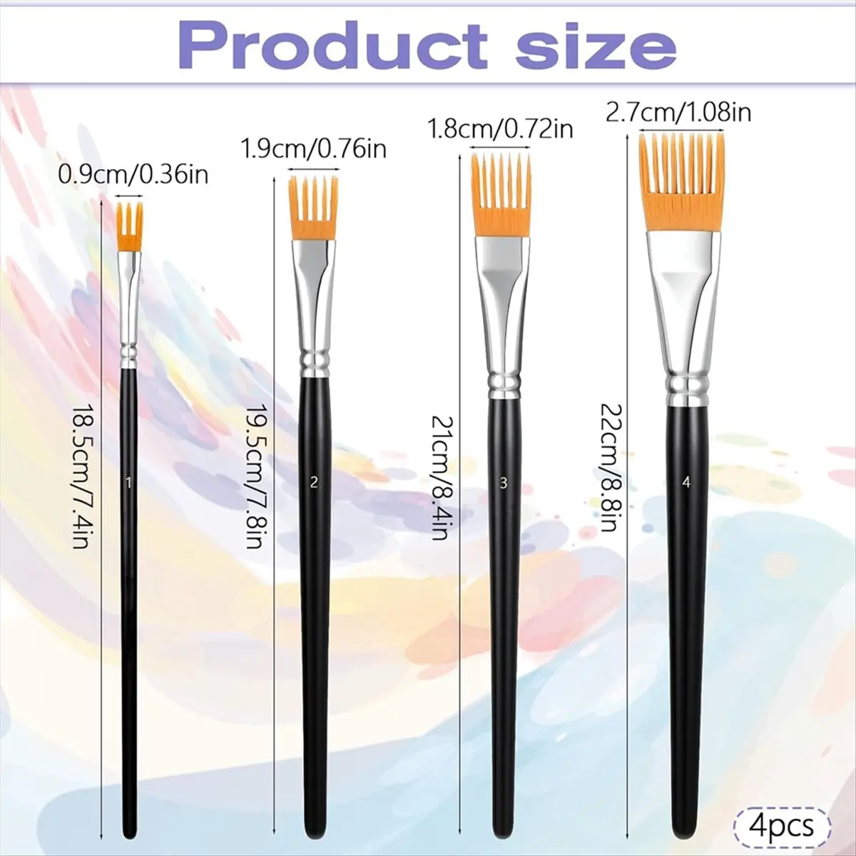 A23G 4Pcs 빗형 아티스트 브러쉬 세트, 아크릴 페인팅용 전문 아티스트 페인트 브러쉬, 예술가 학생용 페인트 브러쉬