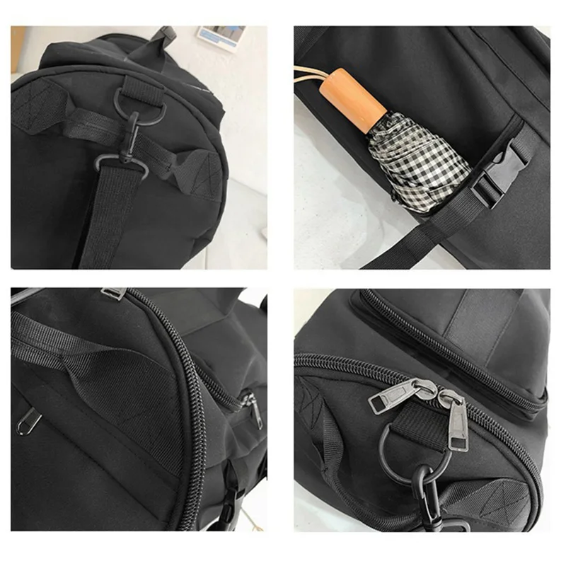 Black Nylon Gym Backpack for Men and Women Casual Outdoor Sports