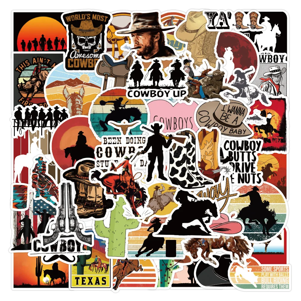 

10/30/50PCS Western Elements Cowboy Cartoon Graffiti Stickers Luggage Laptop iPad Phone Case Gift Notebook Decoration Wholesale