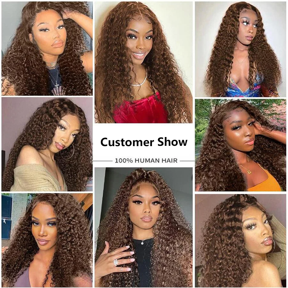 13x4 Chocolate Brown Lace Front Wigs Brazilian 13x6 Hd Lace Frontal Wig 100% Bleached Brown Curly Human Hair Wigs For Women Sale - Image 4