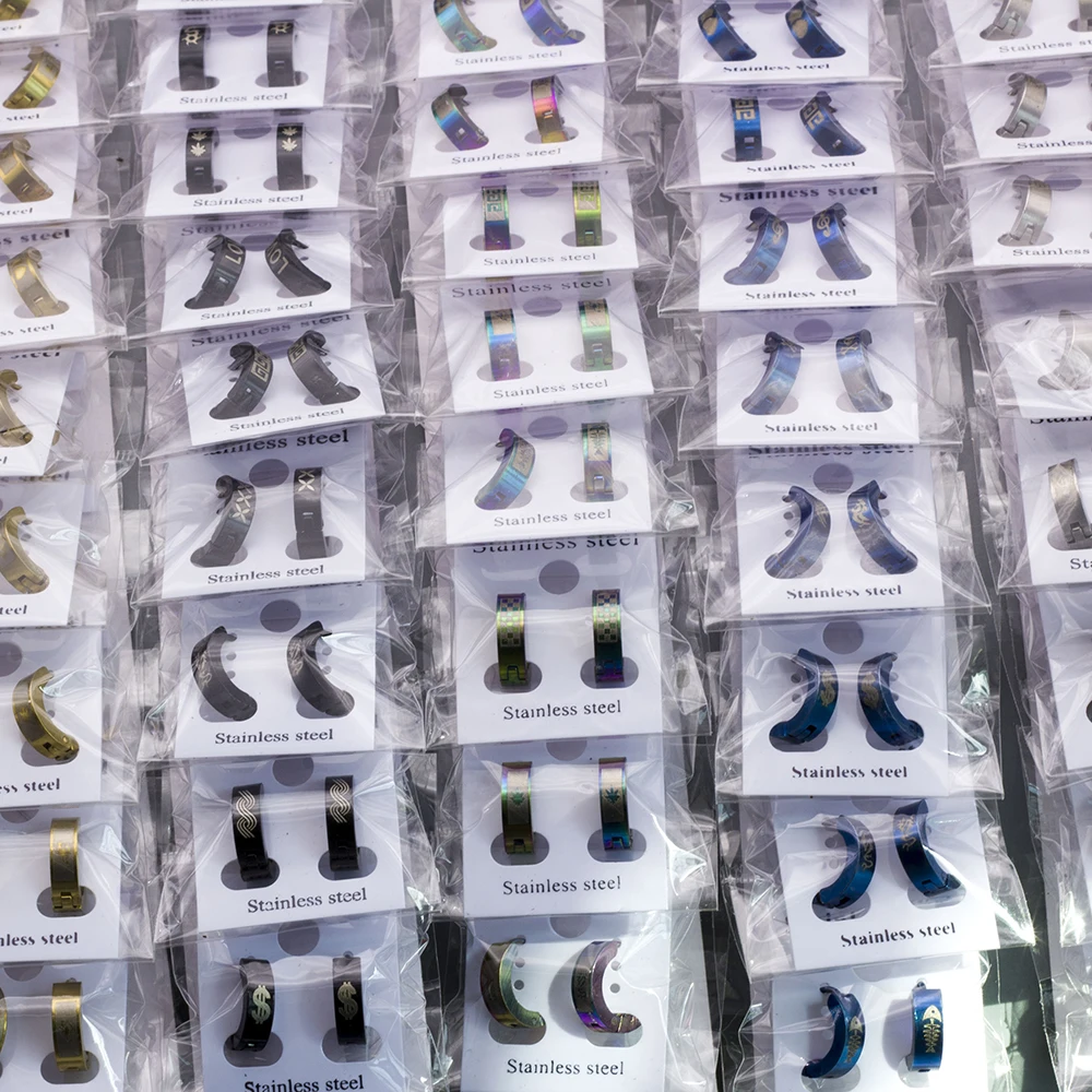 wholesale bulk lots 36 pairs(72pcs ) individual mixed designs men's women's punk rock stainless steel jewelry stud earrings