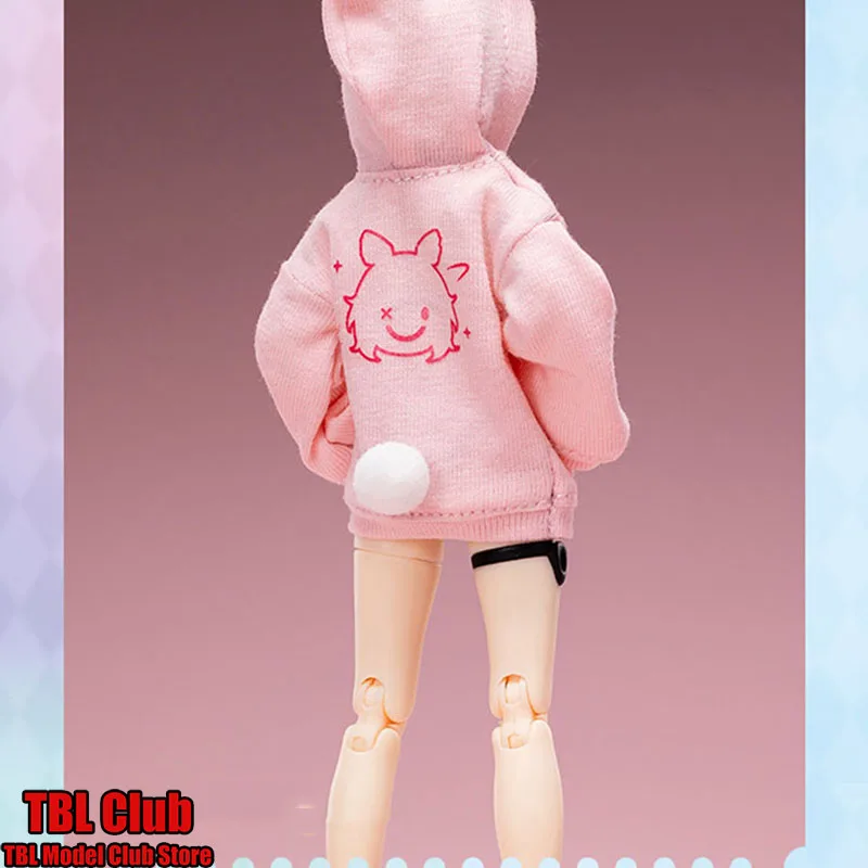 

Original Collectible Toys 1/12 Little Girl Soldier Cute Pink Hooded Tops White Rabbit Slippers Clothes Set Fit 6” Figure Body