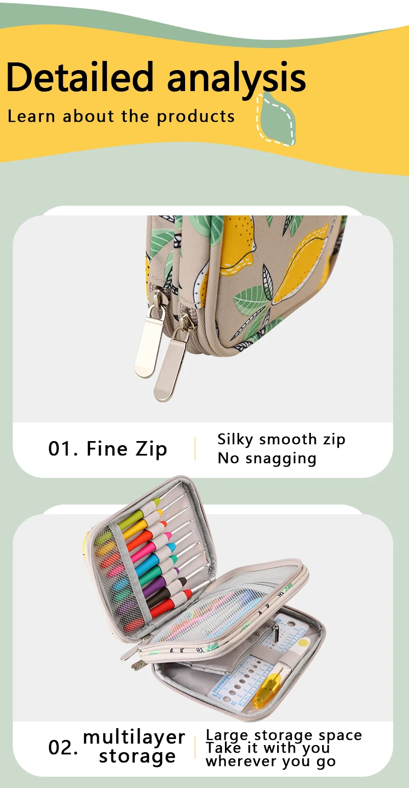 Description Picture 5 of itemNew Empty Knitting Kit Case Organizer Bag Knitting Needles Storage Bag For Needles Scissors Sewing Tool Accessories Kit Bag Gift