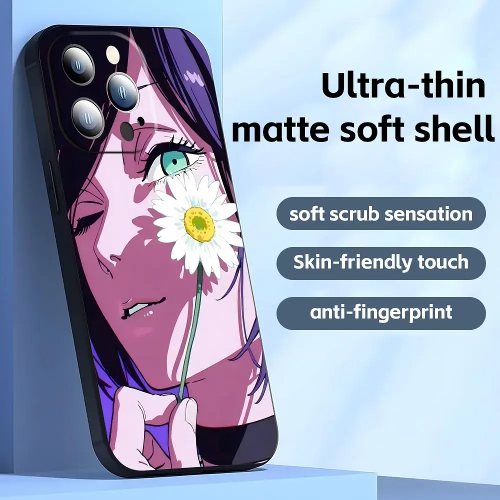 Premium Anime Chainsaw Man Shockproof Phone Case - Soft Black Cover