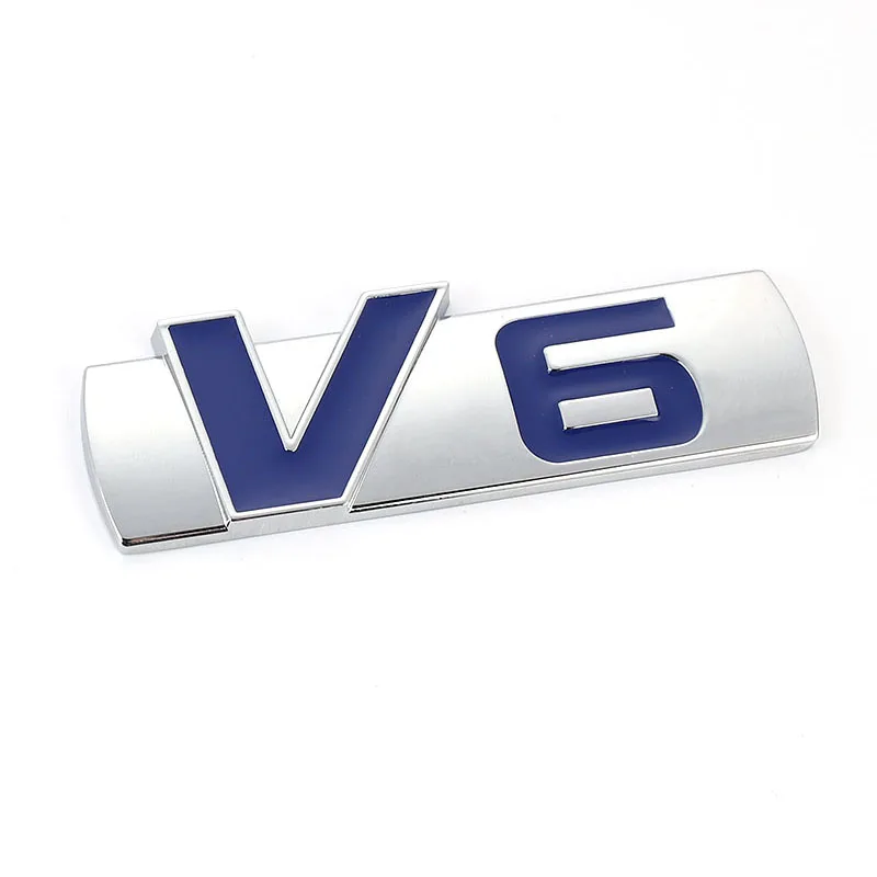 

3D Car V6 Logo Sticker Emblem Auto Badge Decal for V6 Mercedes BMW Audi Ford Fiesta Mustang Ranger Nissan Toyota Honda Styling