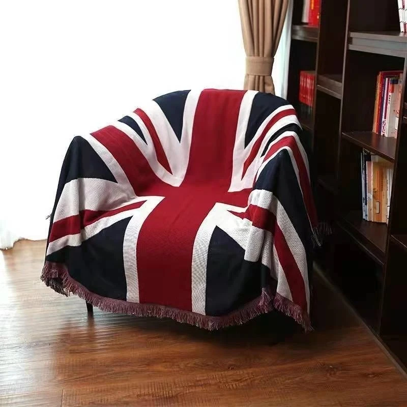 UK USA Flag American Blanket Mat Cover Bedspread Star Sofa Cover Cotton Air Bedding Room Decor Tapestry Throw Rug United States