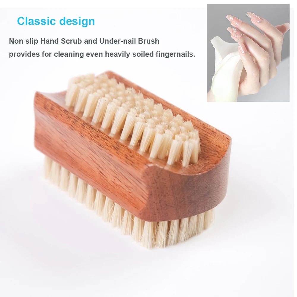 Artsecret Remove Dust Nail Brush for Cleaning Fingernails Non-Slip Wooden Both-sided Bristle Hand Foot Manicure Pedicure Scrubbe 4