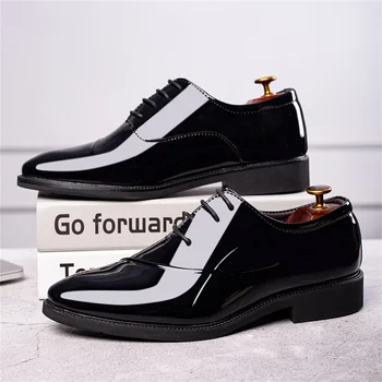 Men's Dress Shoes Classic Modern Formal Business Oxford Comfortable Tuxedo Casual Lace Up Derbys Shoes For Men 3