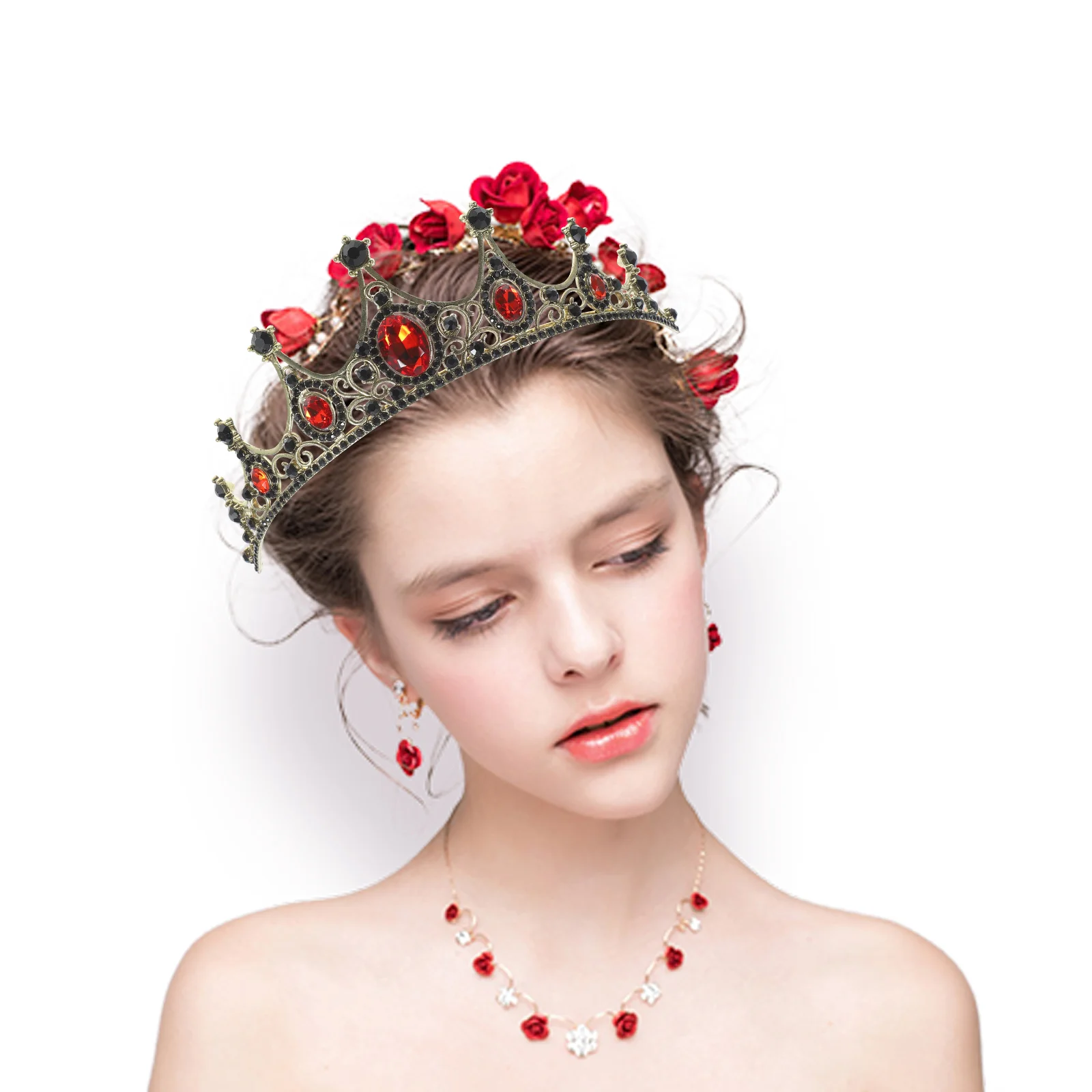 

Черная Корона заколка для волос аксессуары для свадебного платья Невеста барокко изящность невесты элегантная фотосессия