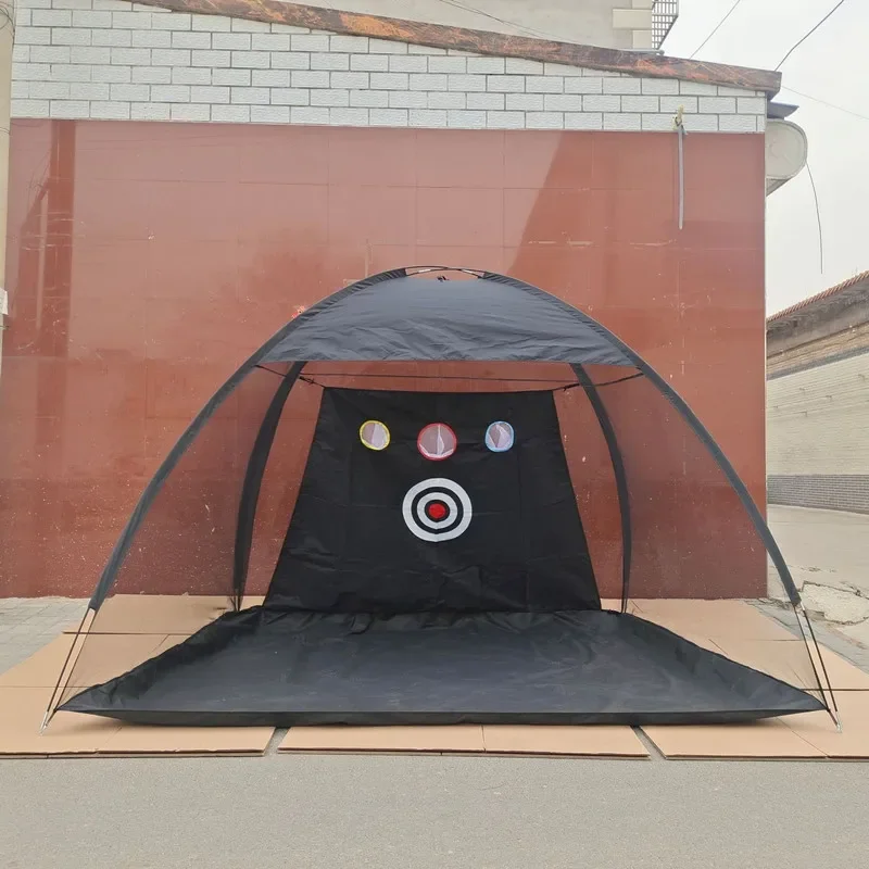 2-sizes-indoor-golf-training-net-foldable-hitting-target-tent-cage-practice-driving-soccer-durable-polyester-oxford-cloth