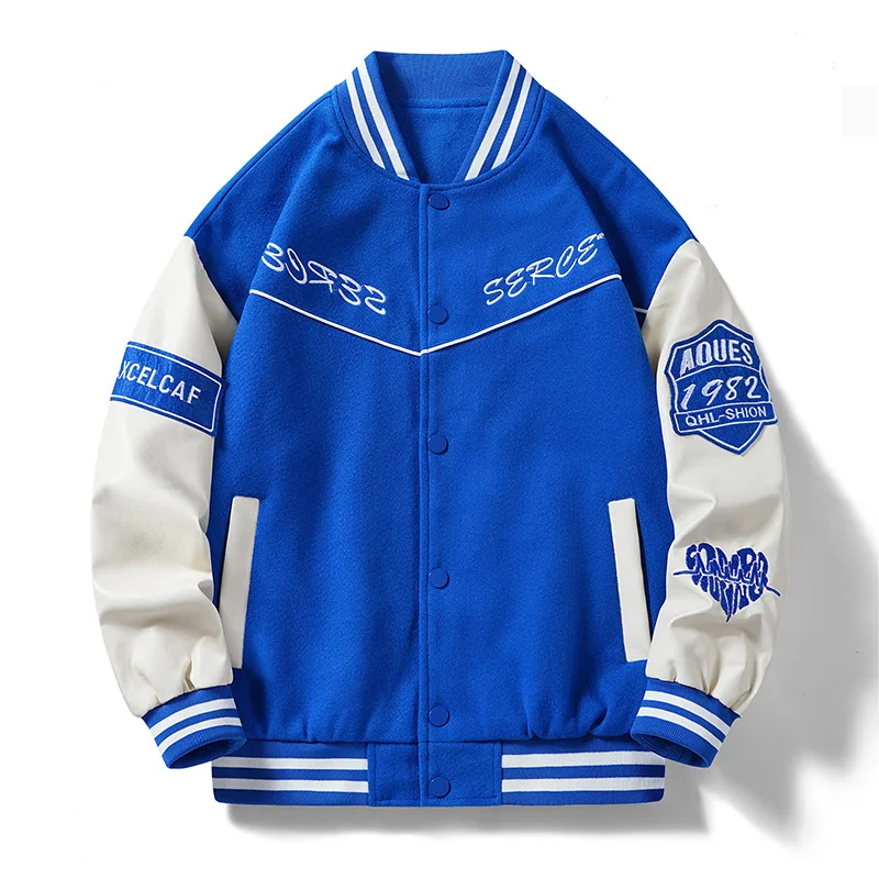 

Elena Store Autumn And Winter Harajuku New Fashion Men Loose Jacket Brand High Street Hip-Hop Stitching Coat Baseball Uniform