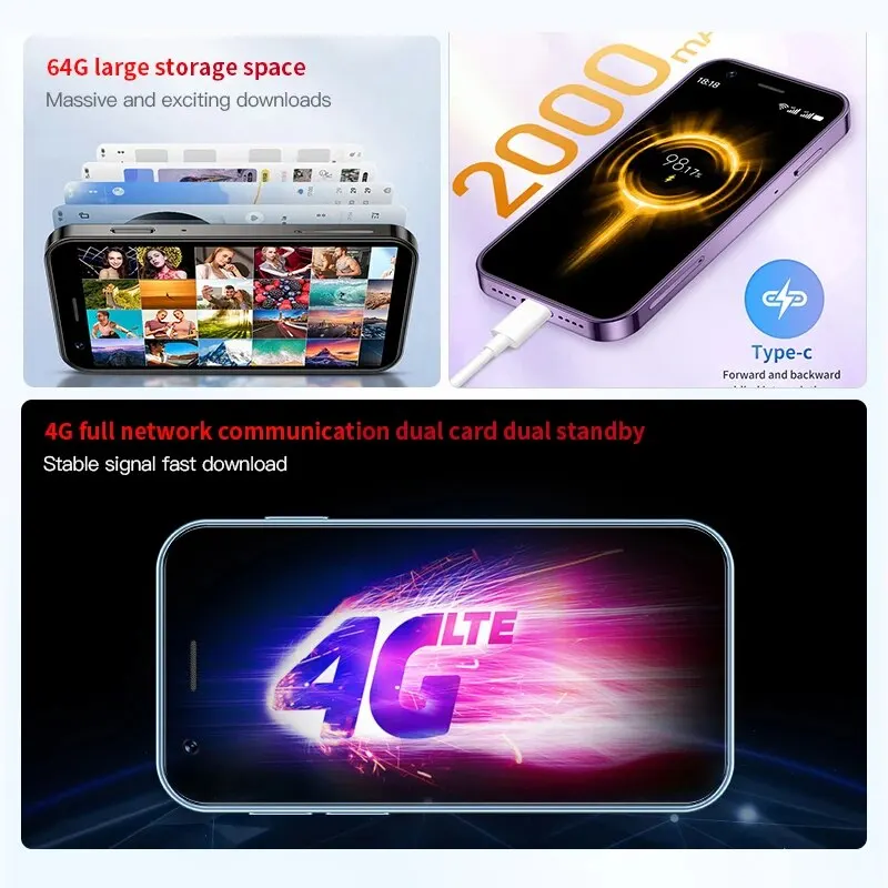 SOYES XS16 Mini 4G LTE Android10.0 Smartphone 3GB RAM 64GB ROM 3" Display 5MP Camera Dual SIM With Play Store WhatsAPP 4