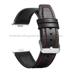 Premium Leather Watch Strap for Smartwatches - Elegant Sports Accessory (Black Red)